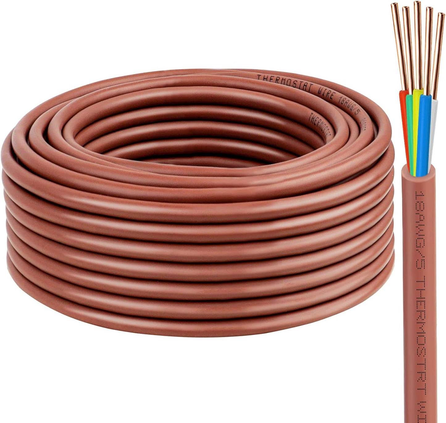 XRDS -RF 18/5 Thermostat Wire - 75 Feet, 5 Conductor Thermostat Cable for HVAC Heating and Cooling - 18 AWG Copper Wire