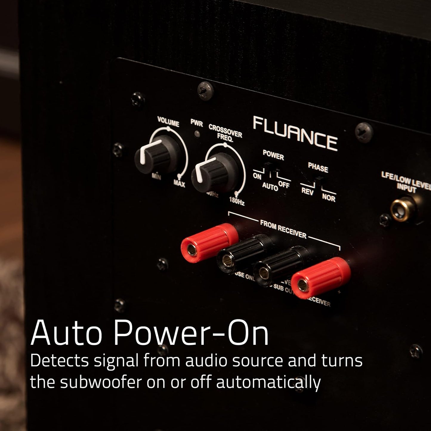 Fluance DB10W 10-inch Low Frequency Powered Subwoofer for Home Theater (Natural Walnut)