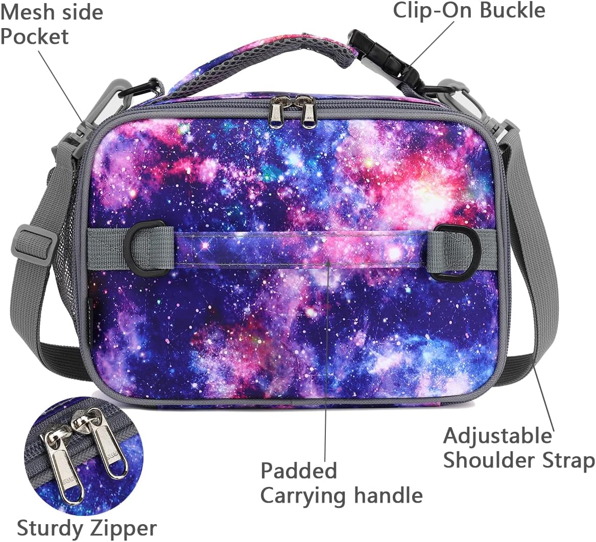 FlowFly Kids Lunch Box Insulated Soft Bag Mini Cooler Back to School Thermal Meal Tote Kit for Girls, Boys, Black
