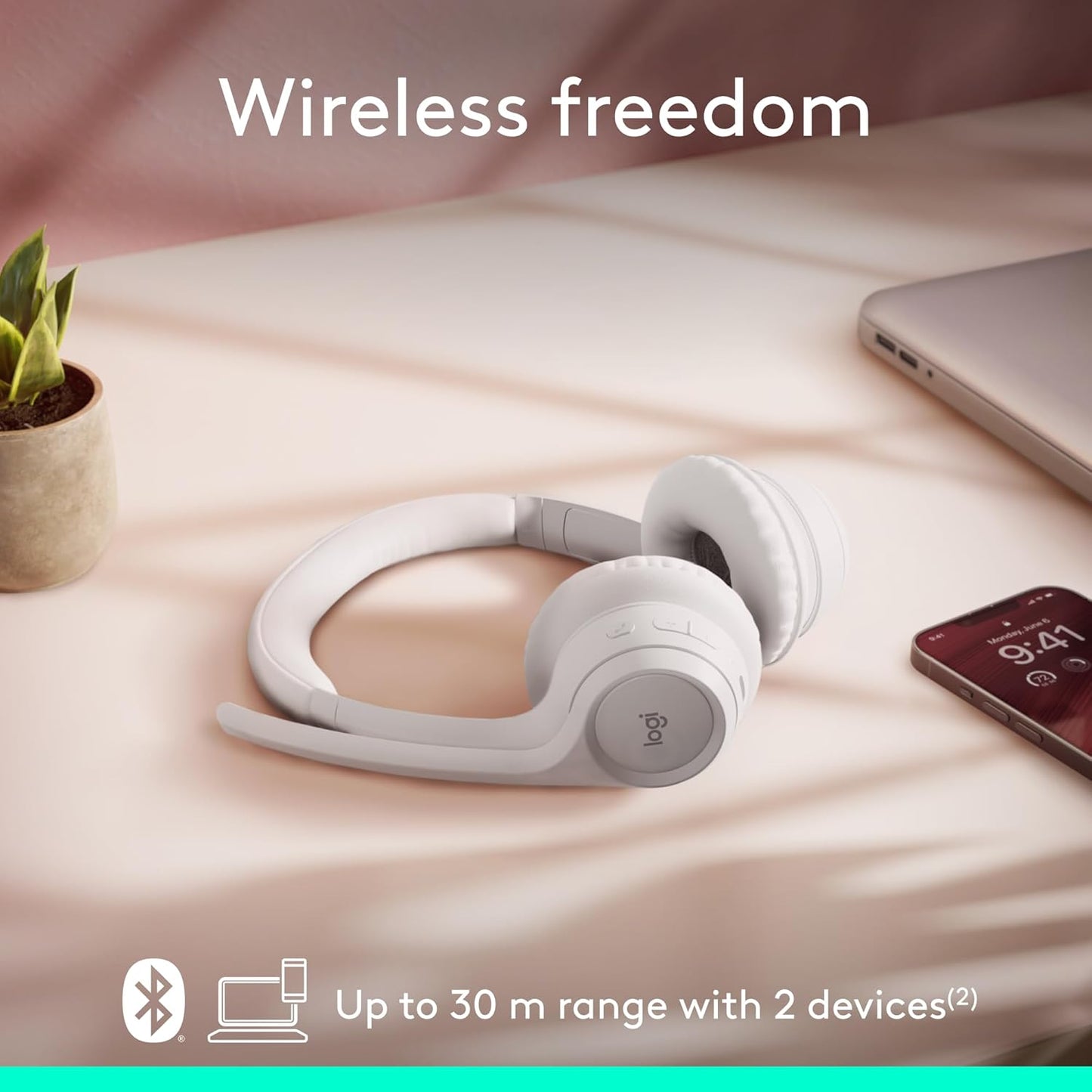 Logitech Zone 301 Wireless Bluetooth Headset with Noise-Canceling Microphone, Compatible with Windows, Mac, Chrome, Linux, iOS, iPadOS, Android – Graphite