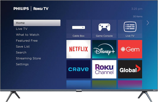 Philips Roku TV 43" Frameless 4K Ultra HD (2160p | Enterainment Plus Series Smart TV (43PUL5924/F6), Dolby Atmos, Voice Assistant