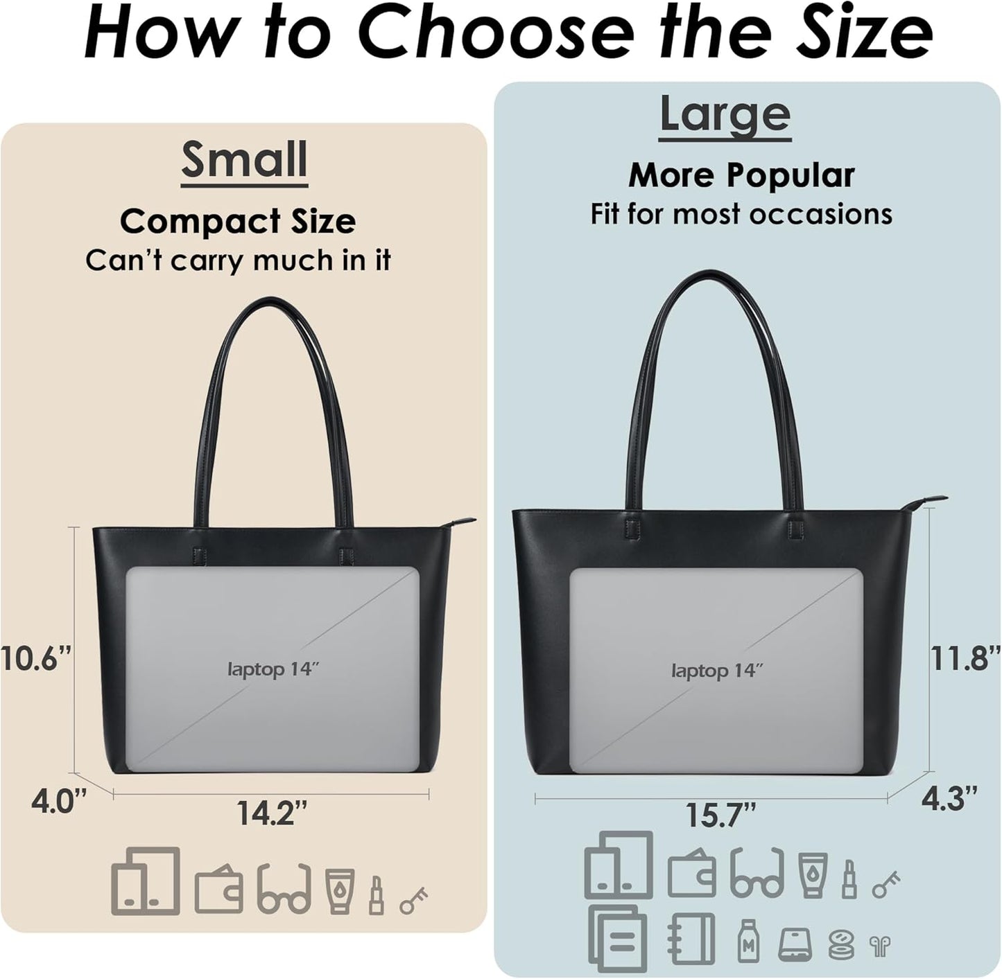 KALIDI Tote Bag Zipper Shoulder Bag Faux Leather Purses for Women Large Casual Handbag Work Dating College