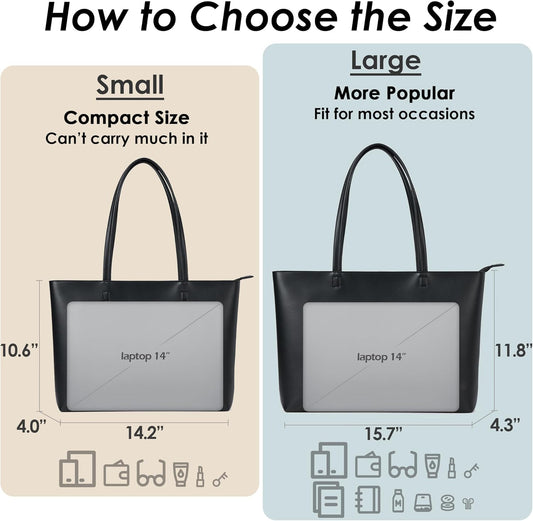KALIDI Tote Bag Zipper Shoulder Bag Faux Leather Purses for Women Large Casual Handbag Work Dating College - PuriLite