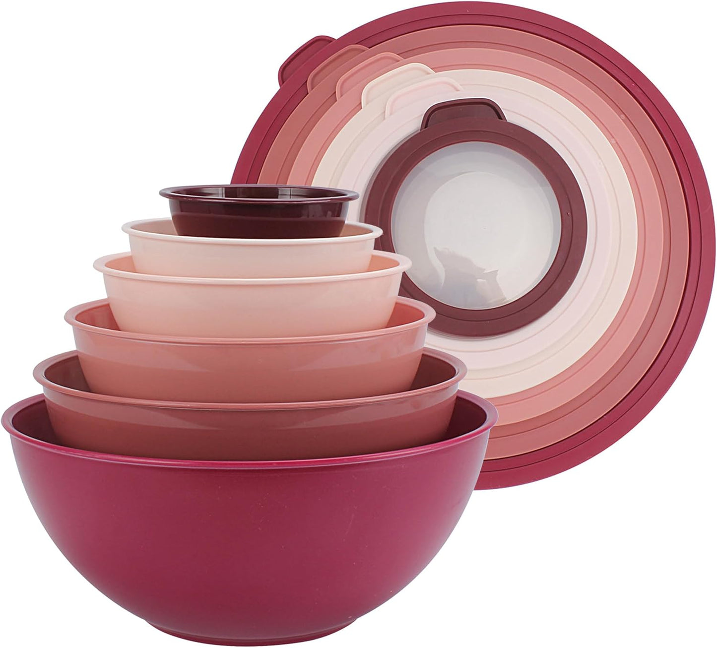 COOK WITH COLOR Mixing Bowls with TPR Lids - 12 Piece Plastic Nesting Bowls Set Includes 6 Prep Bowls and 6 Lids, Microwave Safe Mixing Bowl Set (Mint)