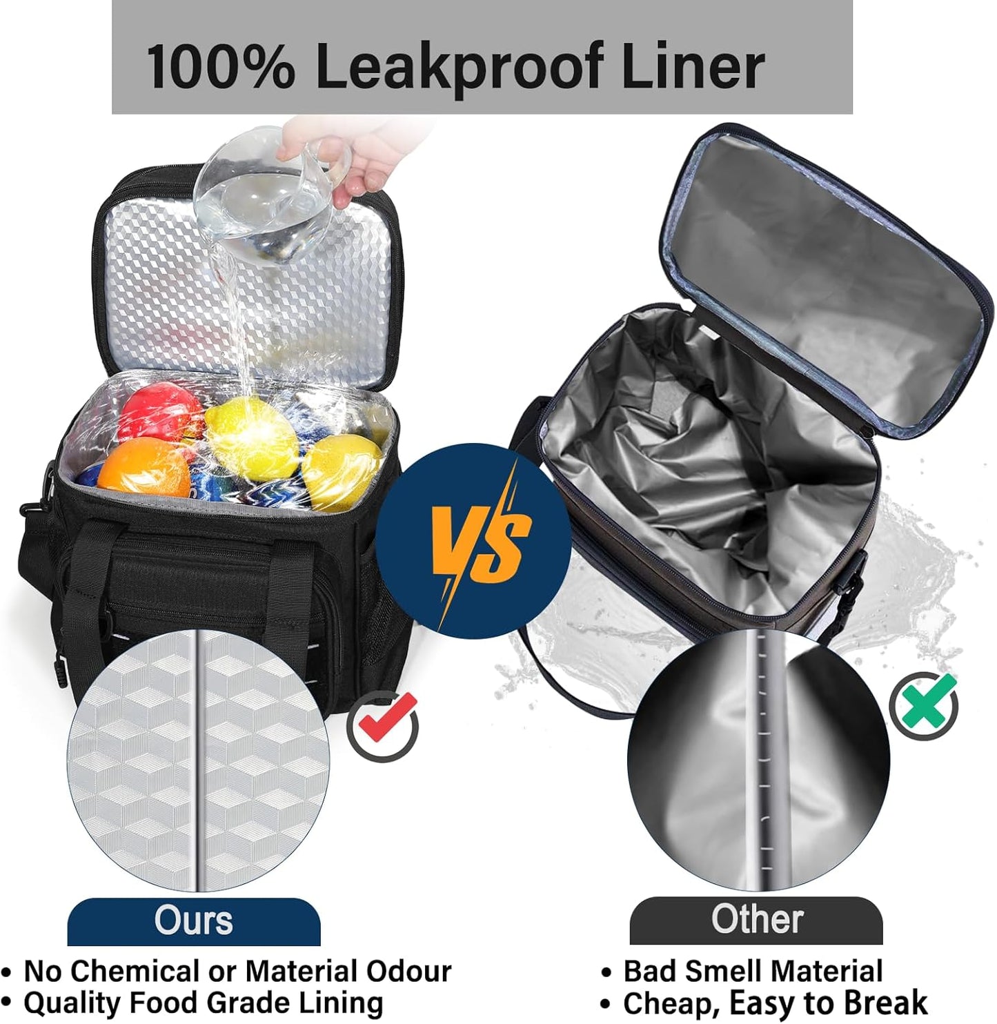 Lunch Box Cooler Bag - Insulated Tactical Lunchbox for Men - XLarge Lunch Pail Lunch Kit for Adults Work Outdoor Shifts Trips Black Camo 25L