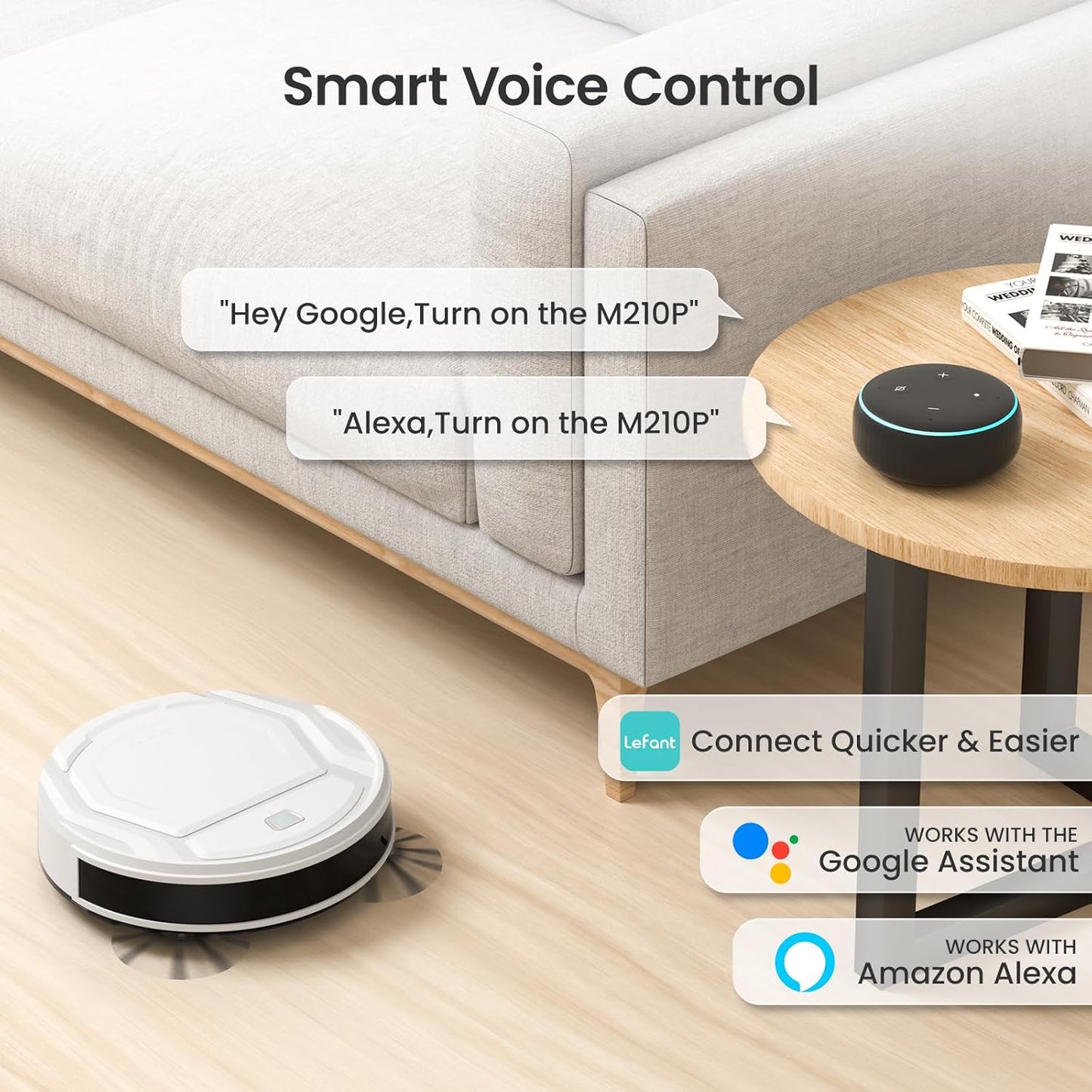 Lefant Robot Vacuum Cleaner, 6 Cleaning Modes, Wi-Fi Connected, SmartSense Technology, Multi-Surface Cleaning, Self-Charging Robotic Vacuum, Alexa, Ideal for Pet Hair and Hard Floor(M210 Pro)