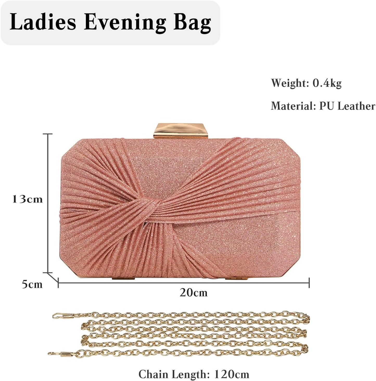 CORIOS Pleated Evening Bag Sparkly Sequin Clutch Bag for Women Sparkly Handbag Bridal Wedding Purse Elegant Crossbody Bag