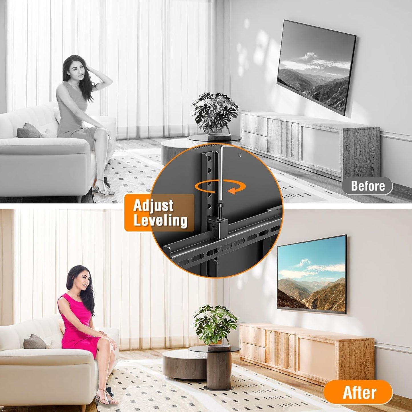 Tilting TV Wall Mount Bracket, Universal TV Mount Low Profile for 26-55 Inch Flat Screen TVs, Ultra Slim, Easy to Install with Tilting Knob, Fits 12''/16'' Studs, Max VESA 400x400mm, 99 lbs. ELIVED