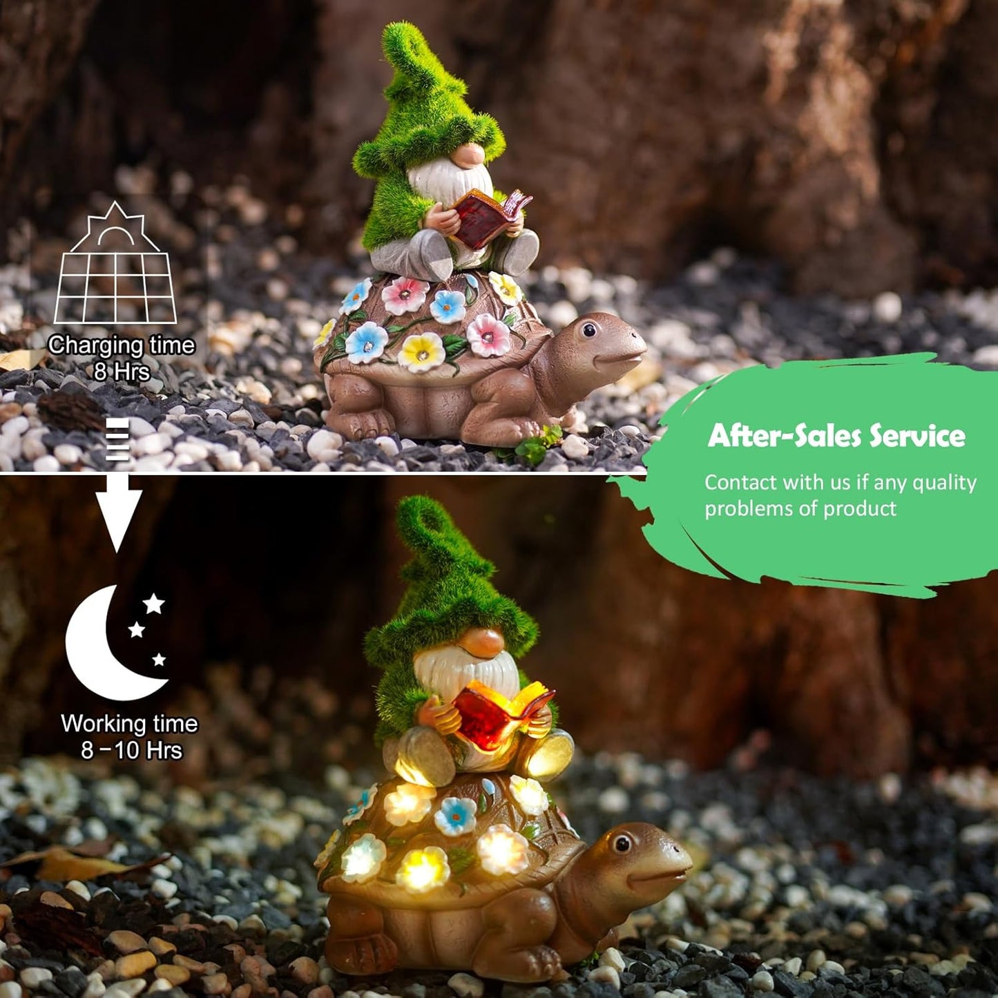 Nacome Solar Frog Riding Turtle for Garden Decor - Outdoor Statues for Patio,Yard,Balcony Ornament,Turtle Gifts for Women/Mom/Grandma,Mom's Best Gift