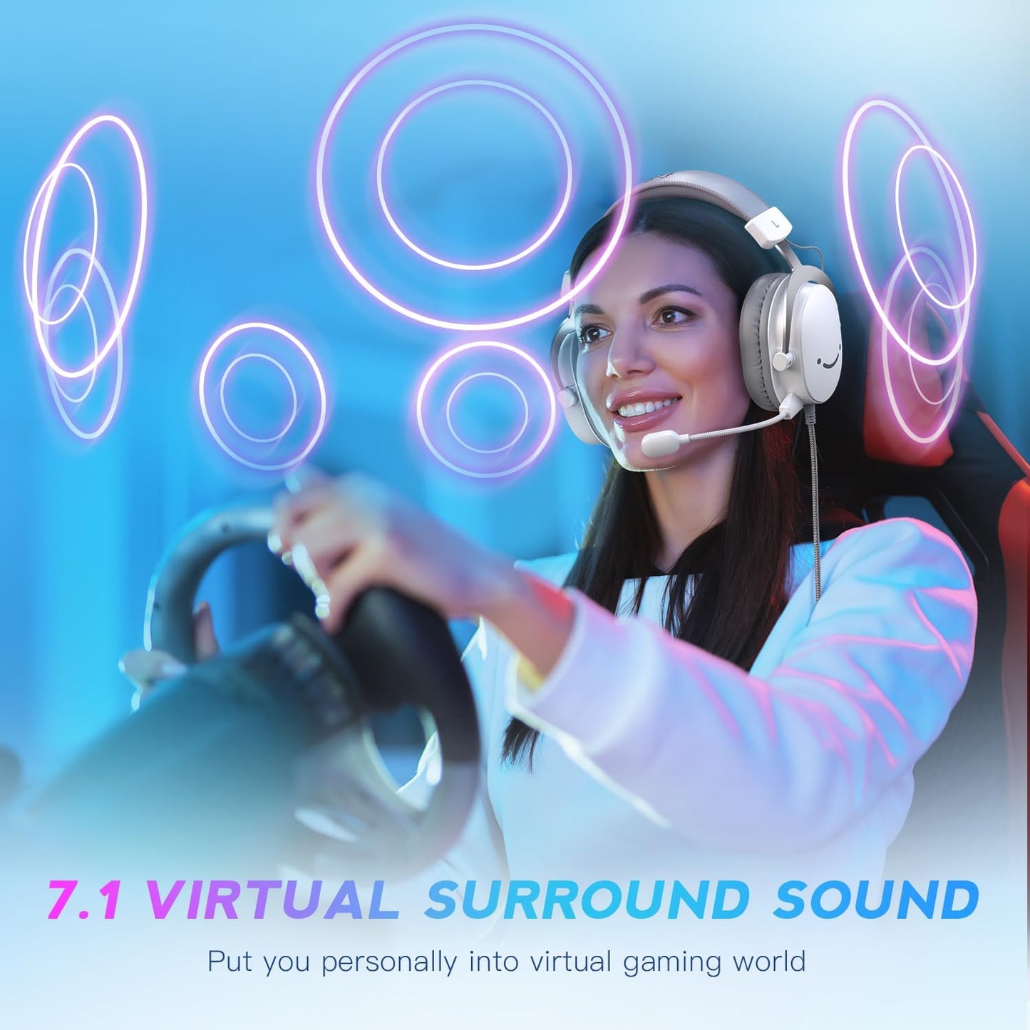 Fifine PC Gaming Headset with USB/3.5mm Jack for Laptop Computer, Over Ear Wired Headphones with 7.1 Surround Sound, Detachable Microphone, Volume Control, Noise Cancelling for PS5/Xbox/Switch-H9