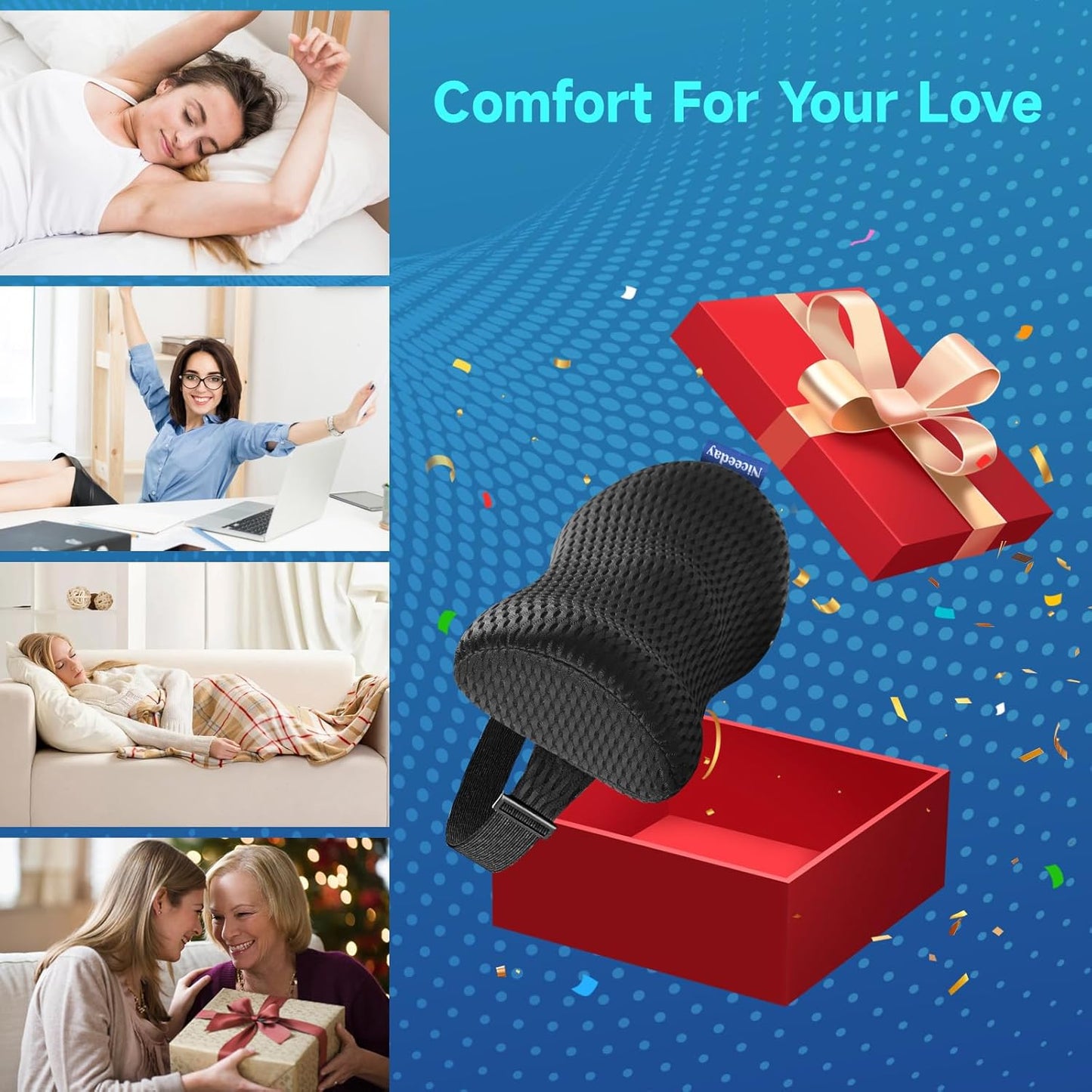 Gel Lumbar Support for Office Chair Back Support for Lower Back Pain Relief Cooling Chair Back Support Cushion Improves Posture Back Rest Memory Foam Back Support Pillow for Gaming Chair, Driving Seat