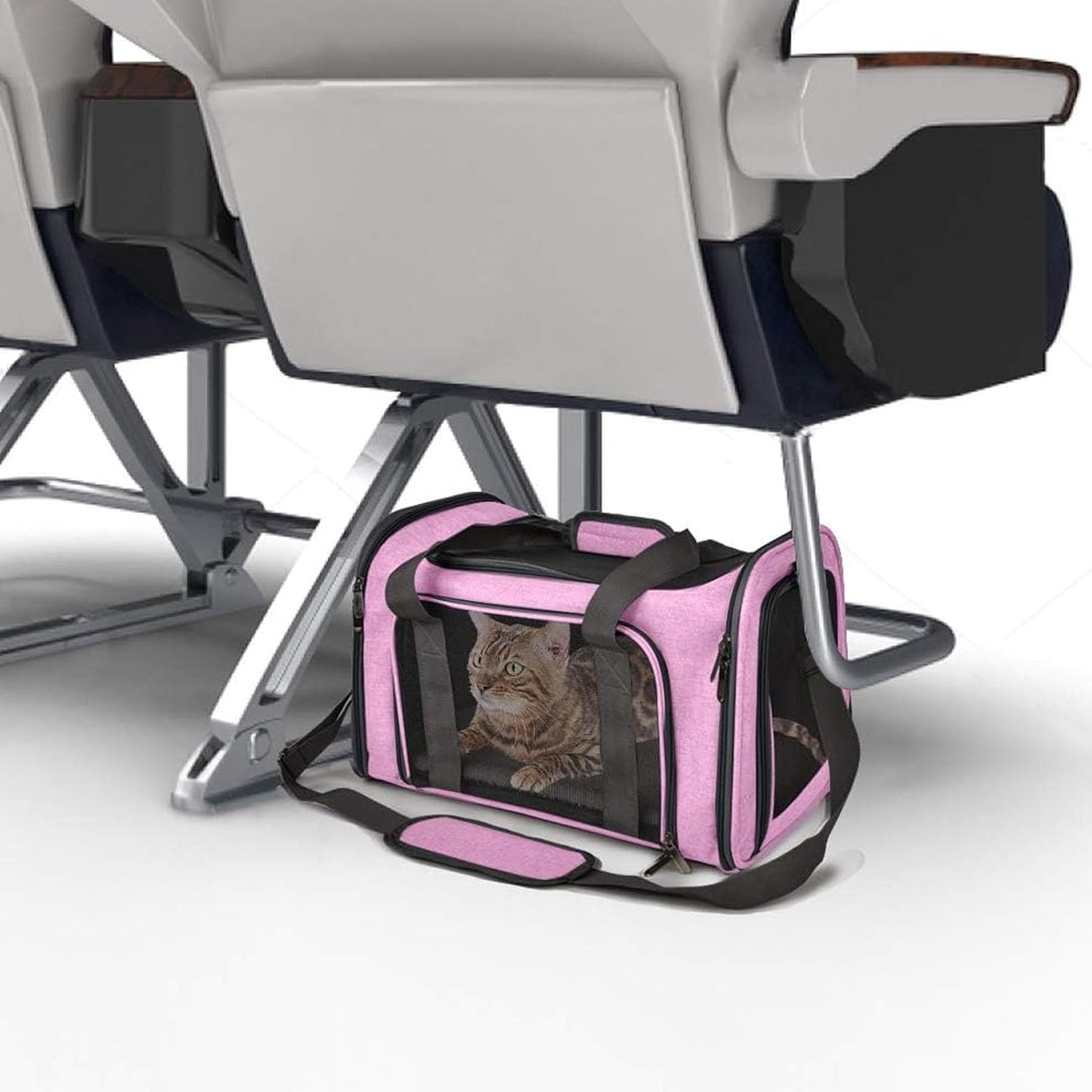 SFBAIHEN Cat Carriers Dog Carrier Pet Carrier for Small Medium Cats Dogs Puppies up to 15 Lbs, TSA Airline Approved Small Dog Carrier Soft Sided, Collapsible Waterproof Travel Puppy Carrier (Pink)