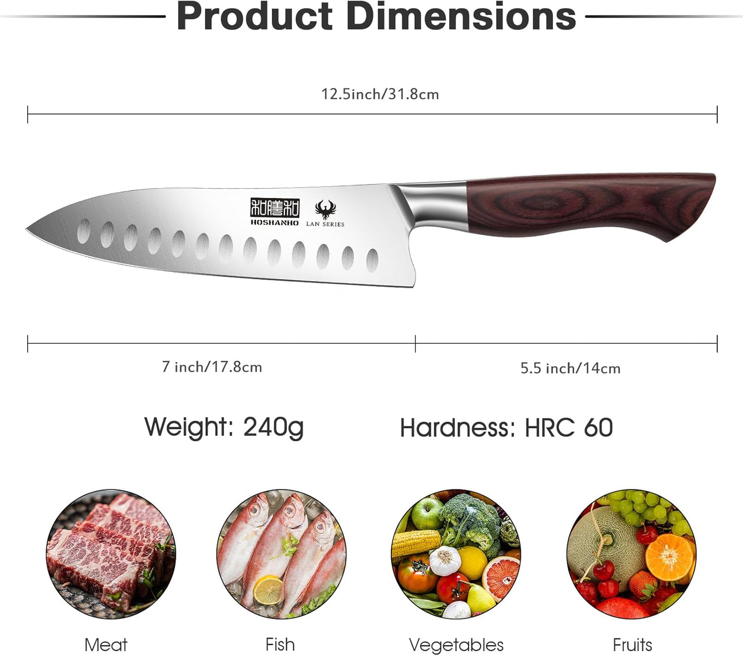 HOSHANHO Fillet Knife 7 Inch, Professional High Carbon Stainless Steel Boning Knife for Meat, Ultra Sharp Japanese Fish Fillet Knife with Ergonomic Wood Handle