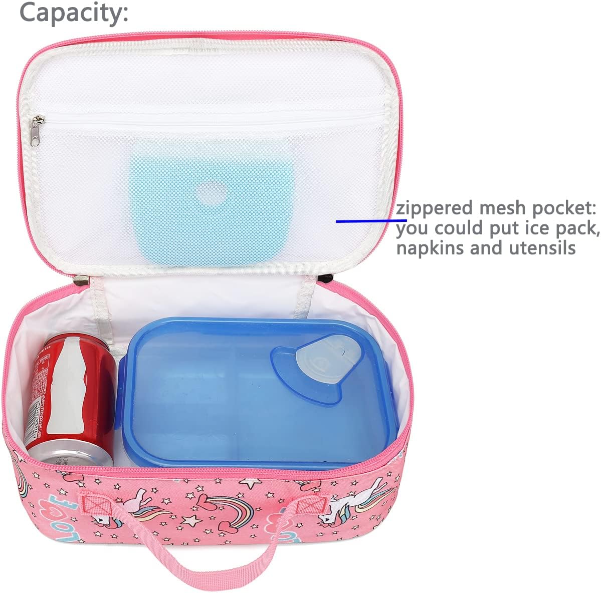 FlowFly Kids Lunch Box Insulated Soft Bag Mini Cooler Back to School Thermal Meal Tote Kit for Girls, Boys, Black