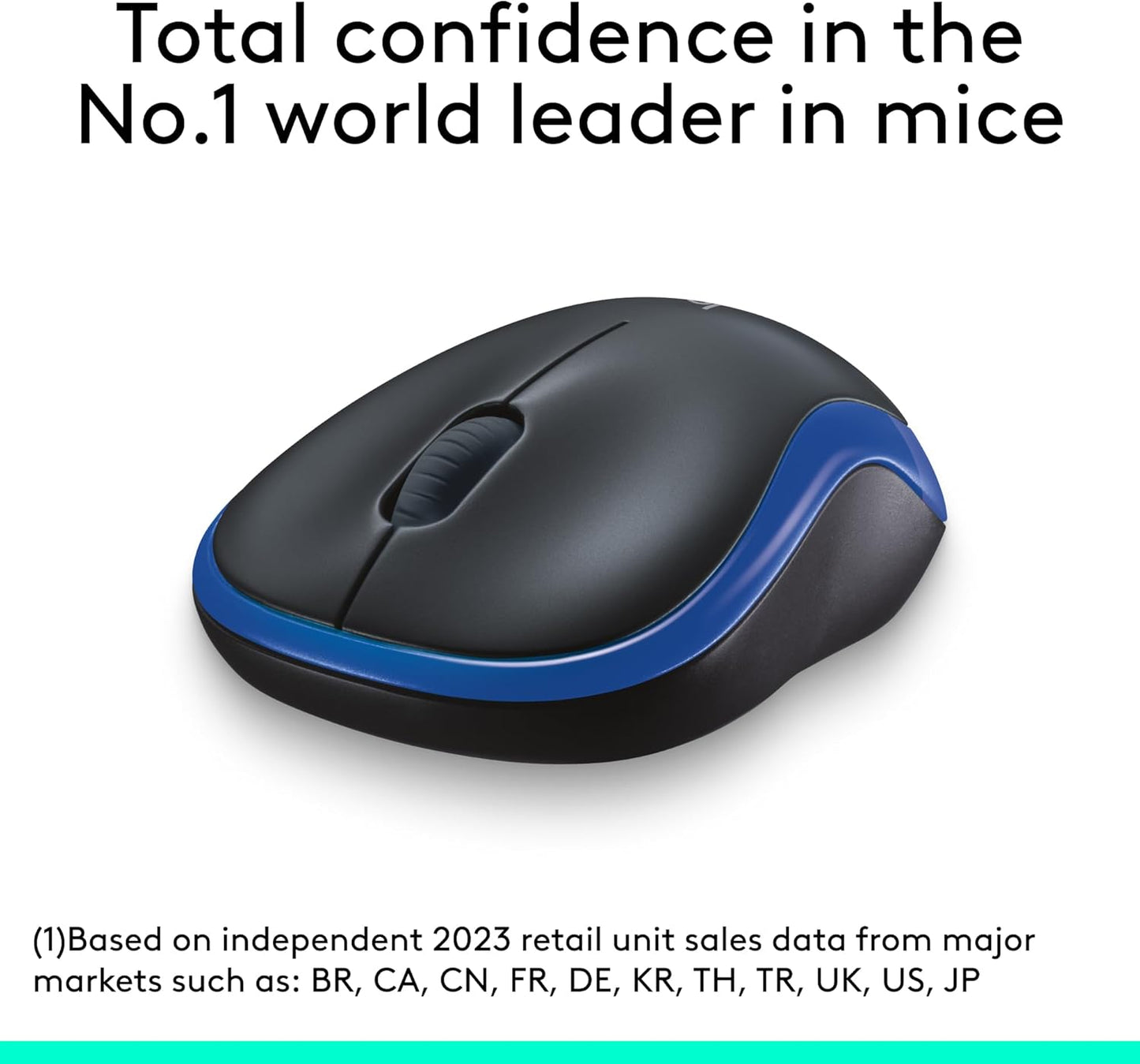 Logitech M185 Wireless Mouse, 2.4GHz with USB Mini Receiver, 12-Month Battery Life, 1000 DPI Optical Tracking, Ambidextrous, Compatible with PC, Mac, Laptop - Black