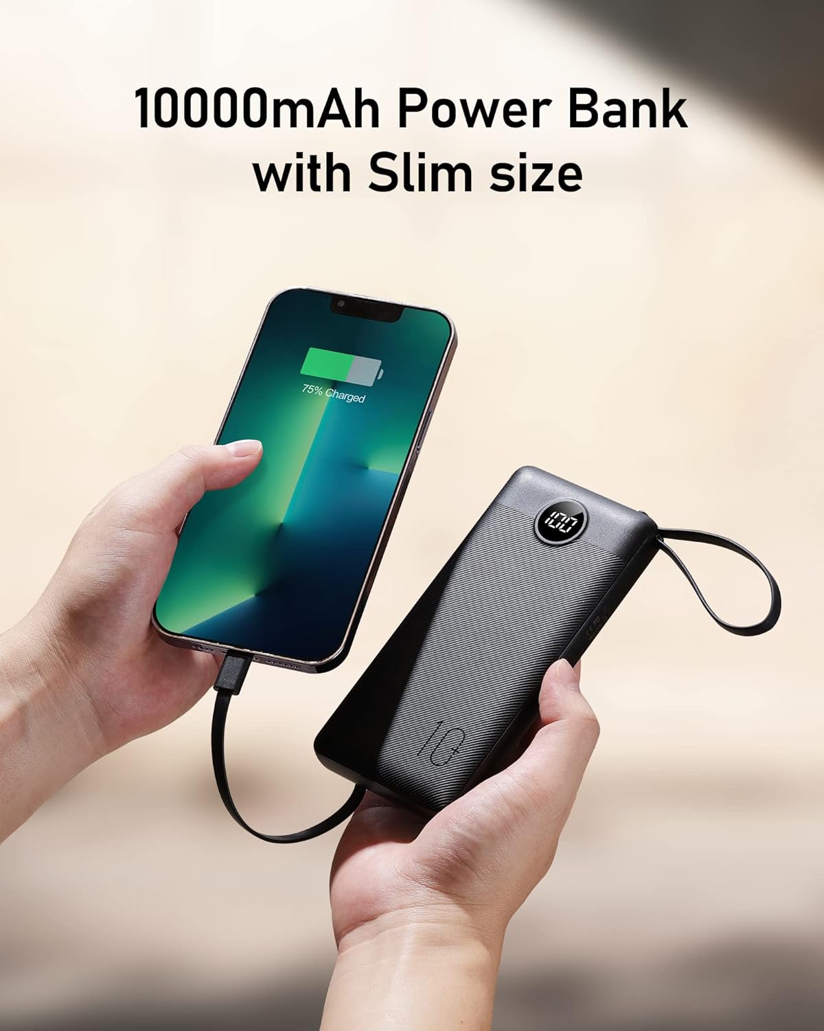 VEEKTOMX Power Bank with Built-in Cables 10000mAh Portable Charger for iPhone Slim Fast Charge USB C Battery Pack Travel Essentials Powerbank Compatible with iPhone, Samsung, Android, etc