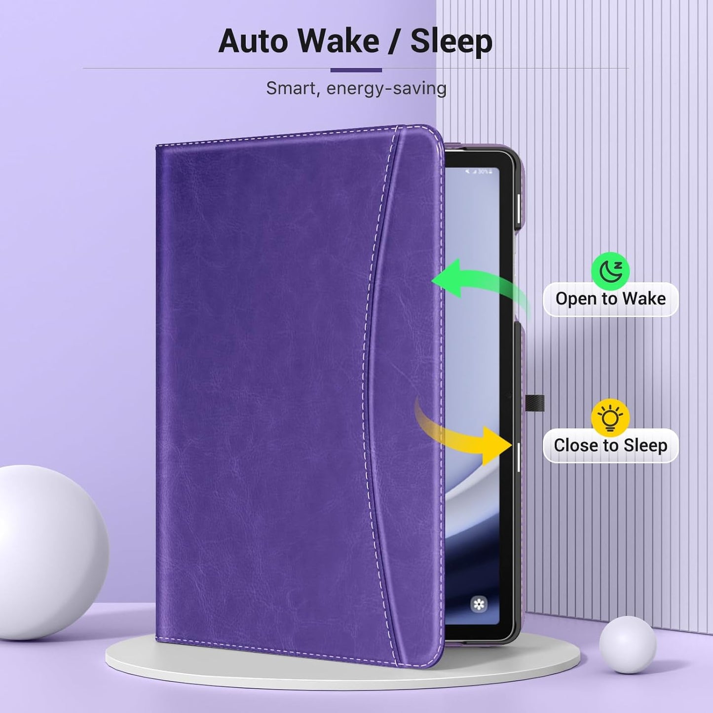 MoKo Case for Samsung Galaxy Tab A9 Plus 11" 2023 (SM-X210/SM-X216/SM-X218), PU Leather Multi-Angle Viewing Folding Stand Cover Case with Hand Strap, Front Pocket, Auto Wake/Sleep, Denim Blue & Brown