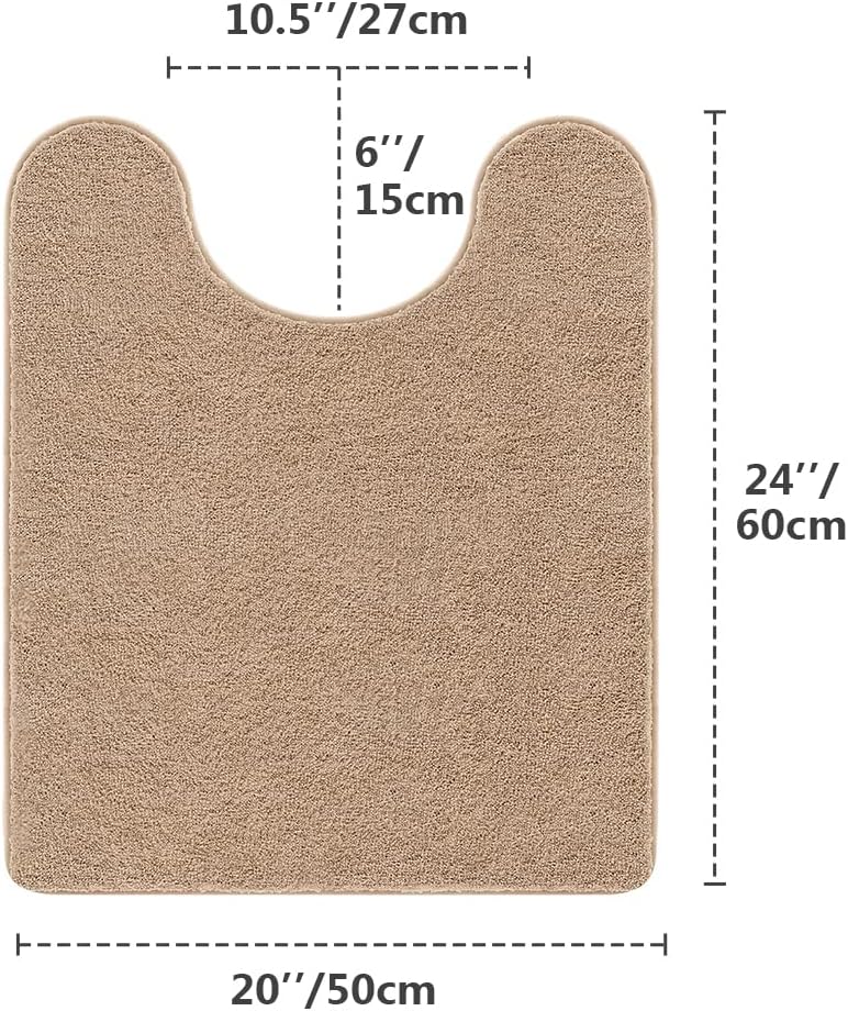 Bathroom Rugs Set 2 Pieces - Bath Rugs Ultra Soft Absorbent Non-Slip Fluffy Thick Microfiber Cozy Bath Mats Set for Tub Shower Bathroom Floors Accessories, 20"x32" & 16"x24" Set of 2 (Beige)