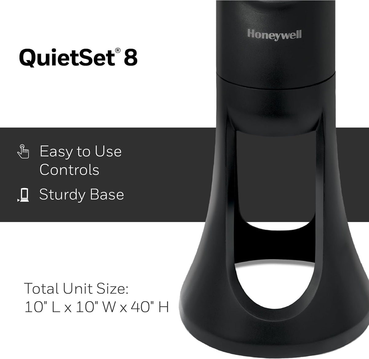 Honeywell HYF290B Quietset 8-Speed Whole-Room Tower Fan, Black