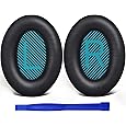 Replacement Ear Pads Earpads for Bose QuietComfort QC 2 15 25 35 Ear Cushion for QC2 QC15 QC25 QC35 SoundLink SoundTrue Around-Ear II AE2 (Black) - PuriLite