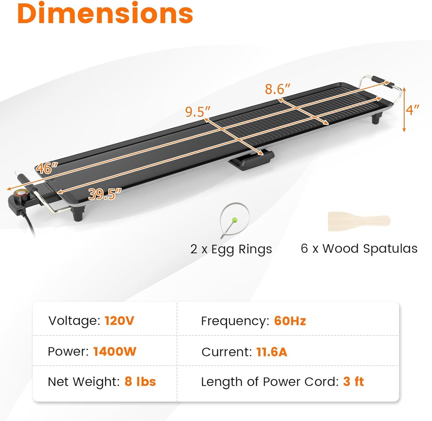 DORTALA 39.5" Electric Griddle, Portable Teppanyaki Grill for 10-12 Person with 2 Cooking Surface, Thermostat Control, Insulated Handles & Drip Tray, Indoor Outdoor BBQ Grill for Party, Camping & RV