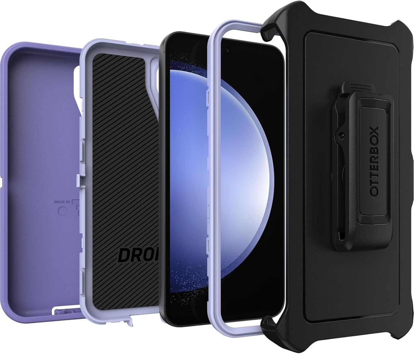 OtterBox Galaxy S23 FE Defender Series Case - Black, Rugged & Durable, with Port Protection, Includes Holster Clip Kickstand