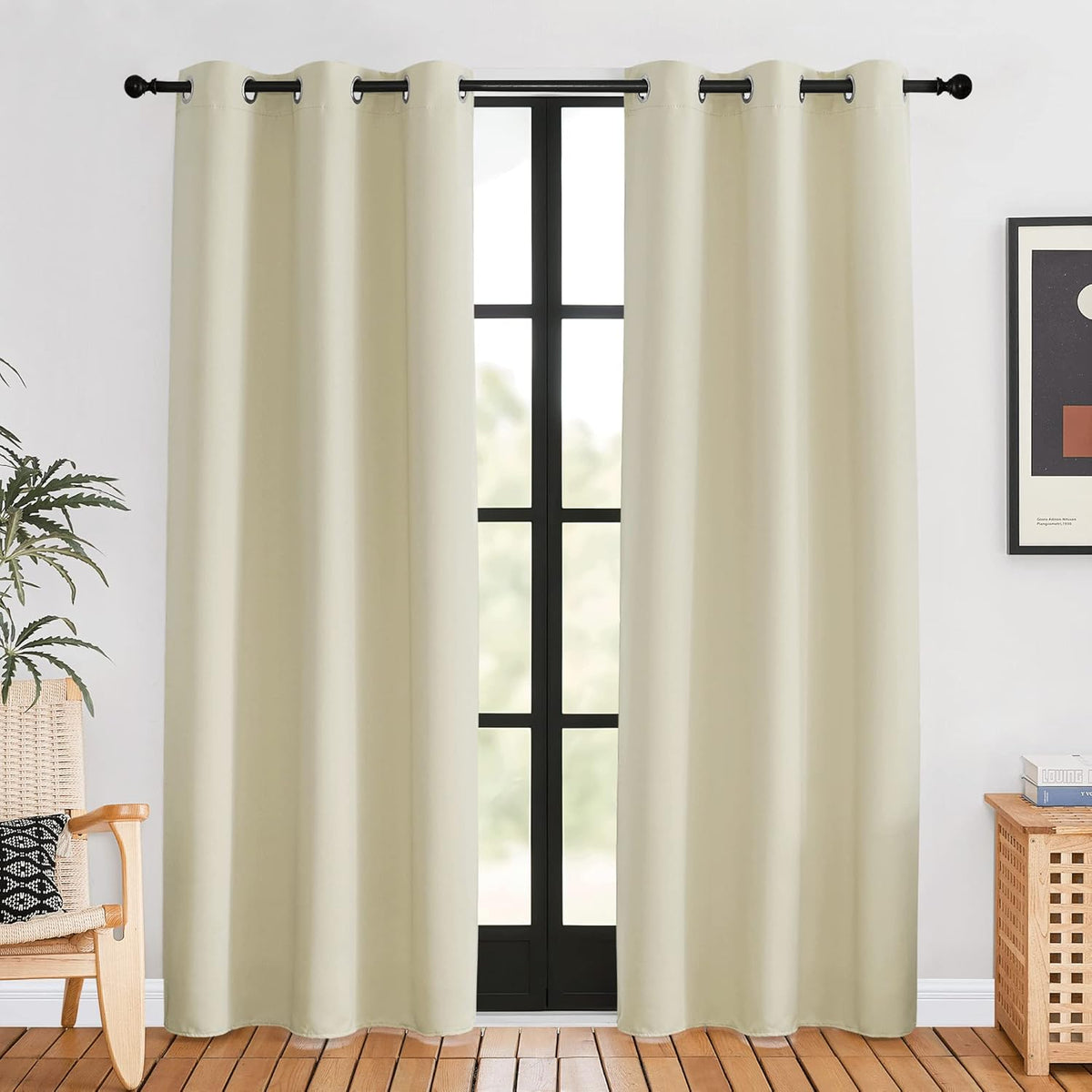 NICETOWN Blackout Curtains 2 Panels for Bedroom- Thermal Insulated Grommet Blackout Curtains 63 Inches Long for Living Room/Kitchen Rideaux occultants (2 Panels, W42 x L63 -Inch,Grey) - PuriLite