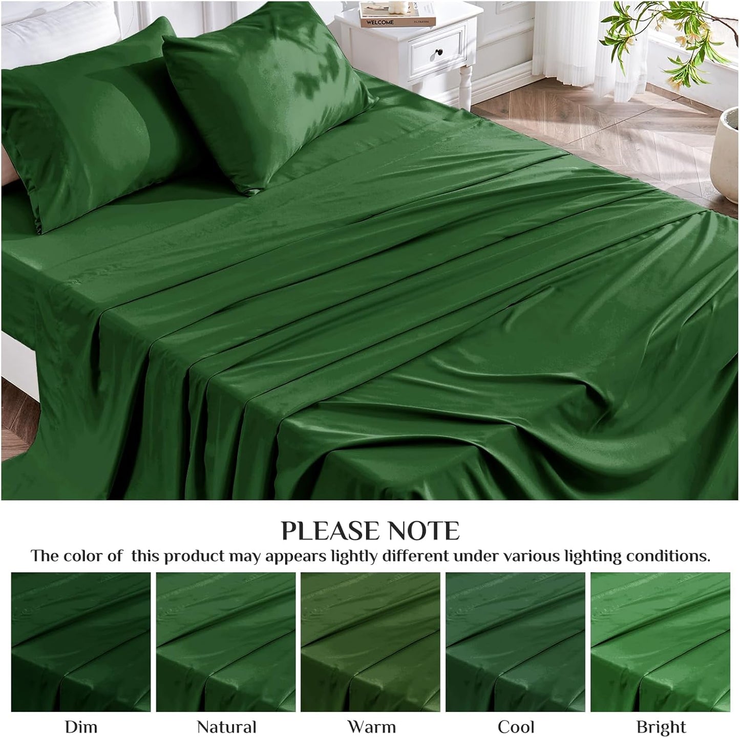 JOLLYVOGUE Queen Size Bed Sheet Set - 4 Piece Bed Sheets Set with Deep Pocket - Soft Breathable & Cooling - Resists Shrinkage & Fading Draps Queen - Easy Care (Dark Grey)