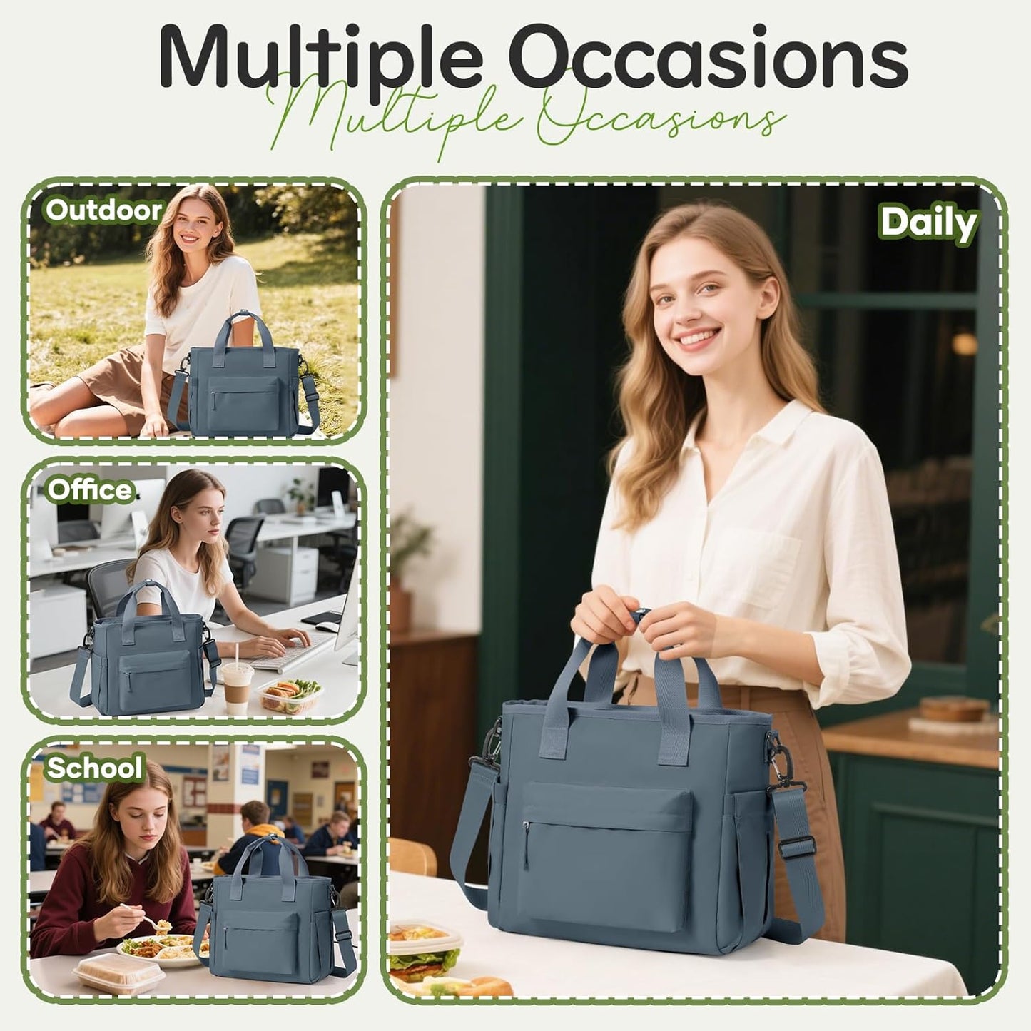 Lunch Bag Insulated Lunch Box Leakproof Lunch Tote Bags for Women Men,Portable Thermal Cooler Bag Lunch Containers with Shoulder Strap for Work, Family, Picnic, School, Outdoor,BBQ C2-Pinkpurple