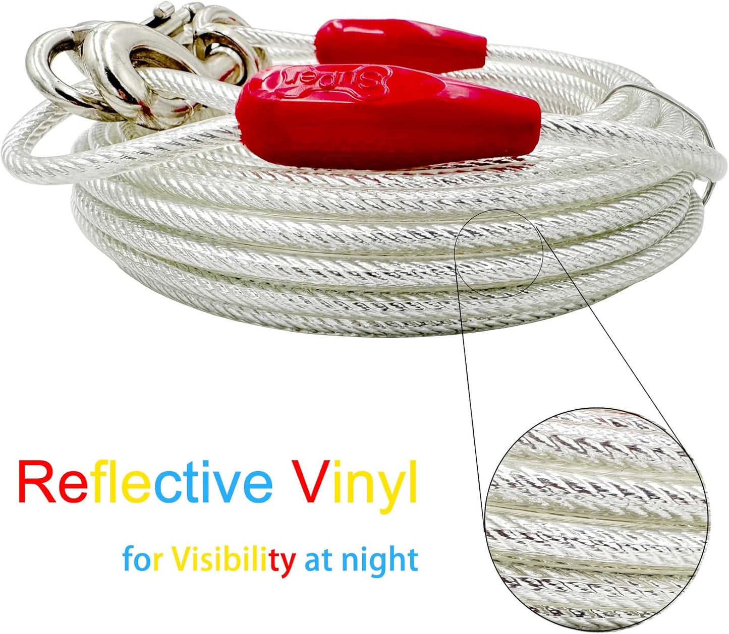 Petest 25ft Reflective Tie-Out Cable for Small Dogs Up to 35 Pounds