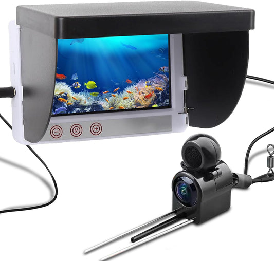 LICAEVEY Underwater Fishing Camera, 5MP 1080P Fishing Camera with Infrared Night Vision Light, Portable Fish Finder with 164ft Cable & 4.3in HD Screen for Ice Lake Boat Angling