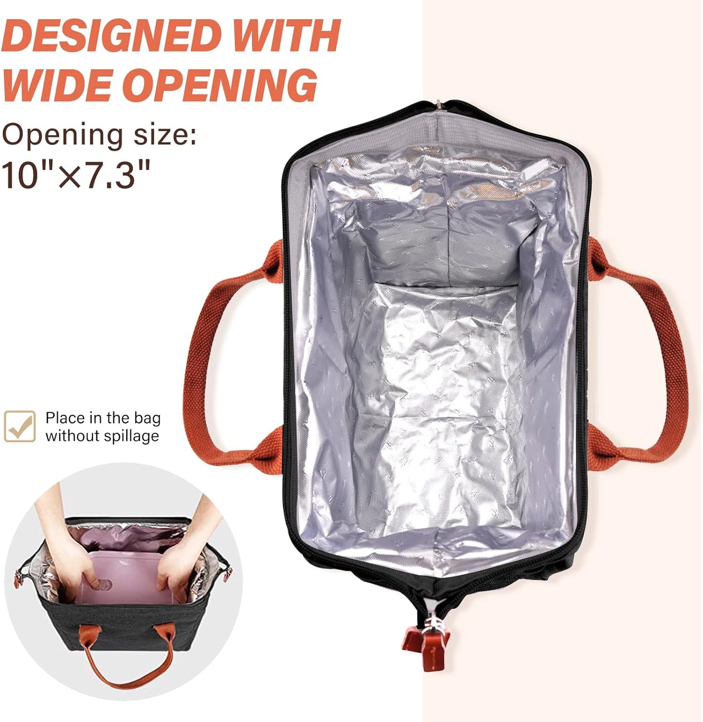 Lunch Bag for Women & Men, Insulated Lunch Box Cooler Tote Bags, Adult Reusable Lunch Boxes with Water Resistant for Work, Travel and Picnic (Grey)