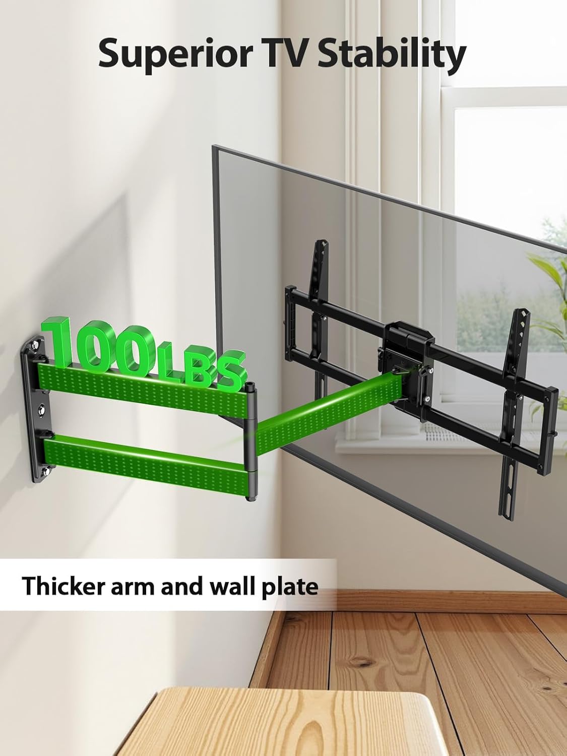 USX MOUNT Full Motion Long Arm TV Wall Mount for Most 37-80 Inch TVs up to 100 Lbs, Smooth Motion Swivel and Tilt TV Bracket, 32.05 Inch Extension, Max VESA 600x400mm, Perfect for Corner, XML930
