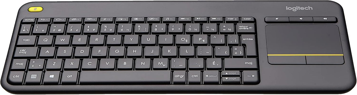 Logitech K400 Plus Wireless Touch TV Keyboard With Easy Media Control and Built-in Touchpad, HTPC Keyboard for PC-connected TV, Windows, Android, Chrome OS, Laptop, Tablet - Black