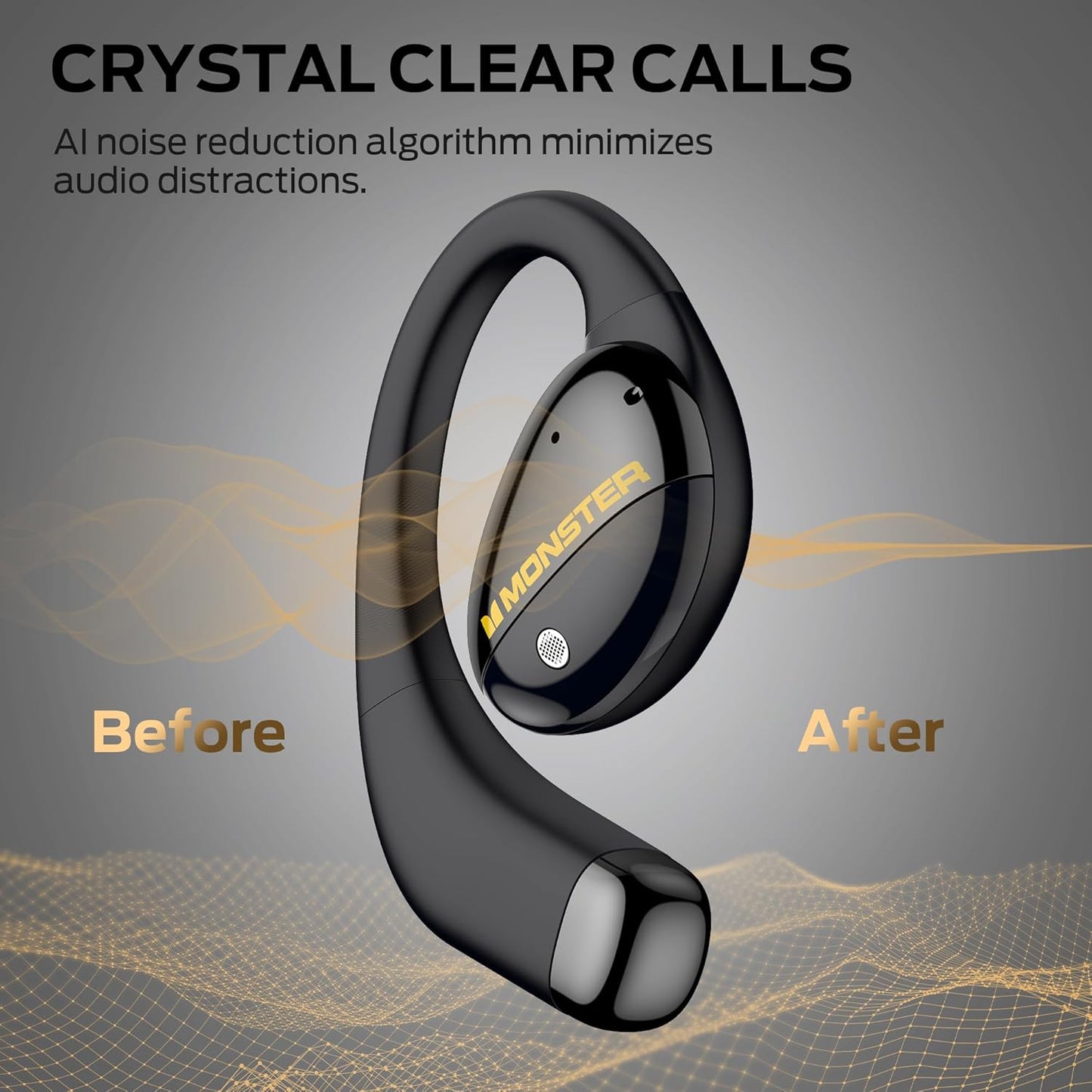 Monster Open Ear AC520 Headphones, Bluetooth 6.0 Wireless Earbuds with HiFi Sound, Open Ear Earbuds with 24H Playtime, Unique Handbag Design, ENC Clear Call, IPX6 Resistance Wireless Headphones