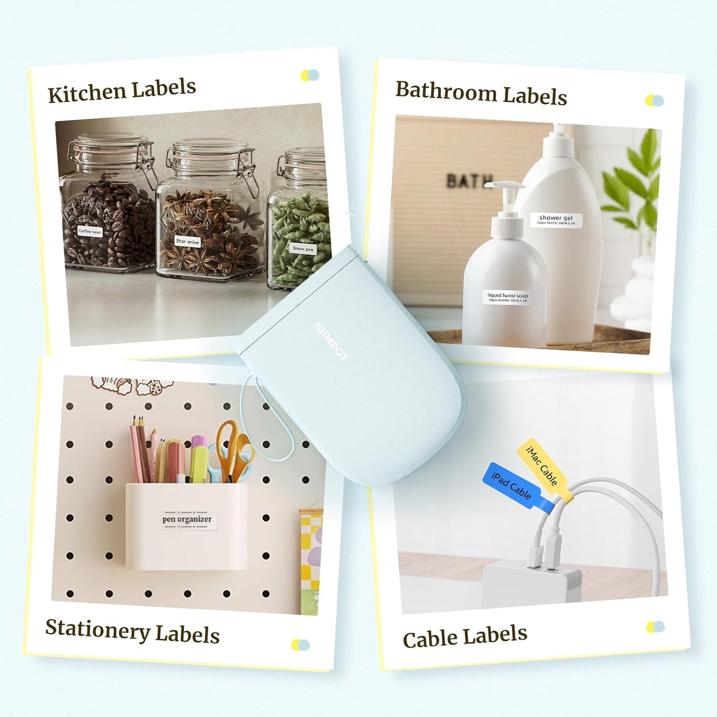 NIIMBOT D110 Mini Label Maker Machine with Tape(Pre-Cut Size 12x40mm), Portable Bluetooth Sticker Printer, Inkless Automatic Feeding One-Touch Custom Printing, Compatible with Phone Only