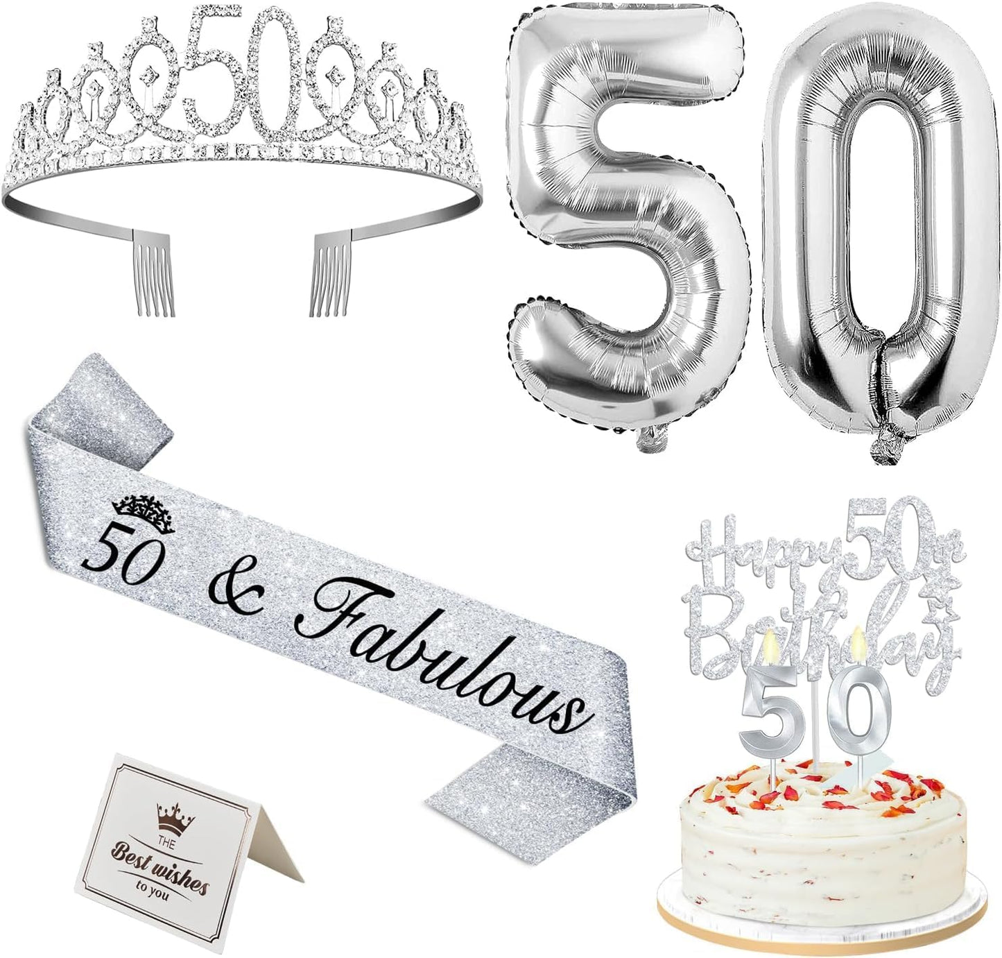 65th Birthday Decorations for Women, Including 65th Birthday Sash and Crown, Cake Topper and Candles, Number Balloons Rose Gold, 65 Year Old Gifts for Women