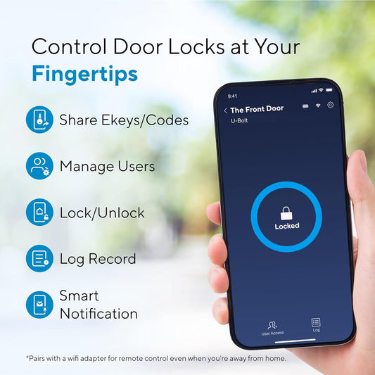 ULTRALOQ U-Bolt Smart Lock + WiFi Bridge, 5-in-1 Keyless Entry Door Lock with WiFi, Bluetooth, App and Keypad, Smart Deadbolt Lock Front Door, ANSI Grade 1 Certified, 1Year Battery, Satin Nickel
