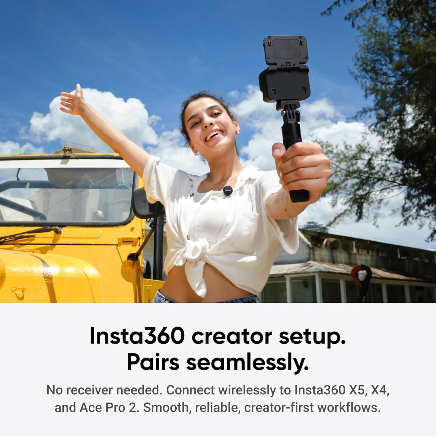 Insta360 Mic Air Transmitter, 7.9g Ultralight, Wireless Microphone for Insta360 X5/Ace Pro 2, Noise Cancelling, Vlog, Streaming