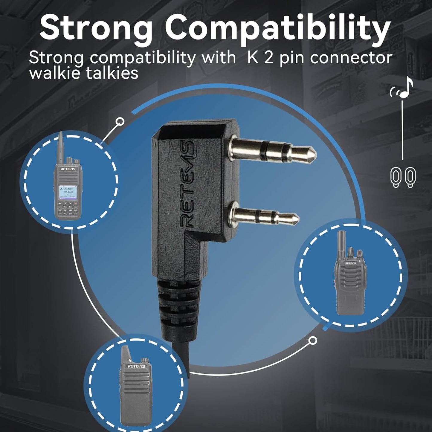 Retevis Walkie Talkie Earpiece with Mic, Volume Control, 2 Pin, for RetevisRT21 RT68H H777H H777, Compatible with Baofeng BF-888S Kenwood Walkie Talkies, Two Way Radio Earpiece(10 Pack)