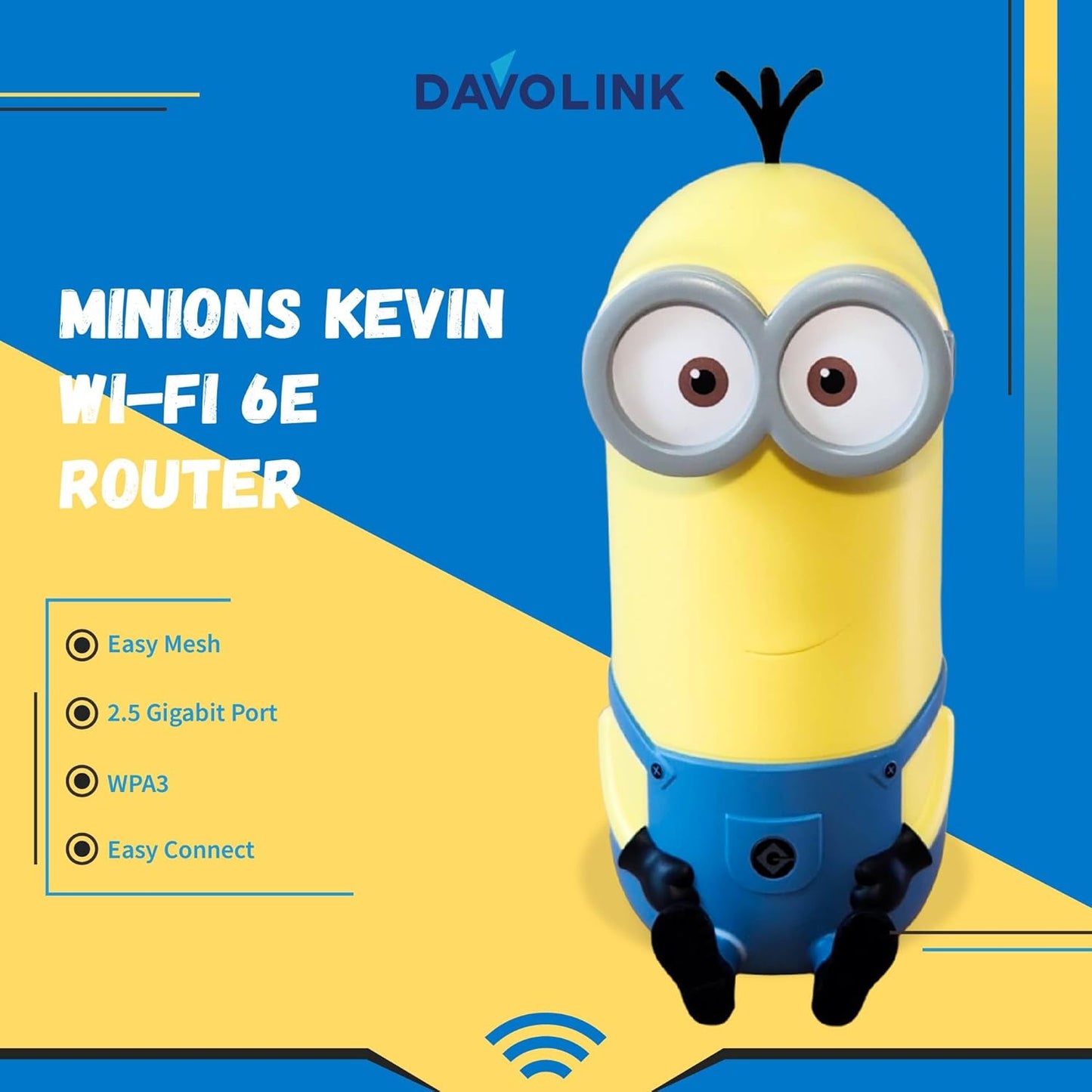 Davolink Minions Kevin Wi-Fi 6E Router - Elevate Your Connectivity Experience in 2024 with High-Speed Performance Gaming Router - Secure Travel WiFi Router