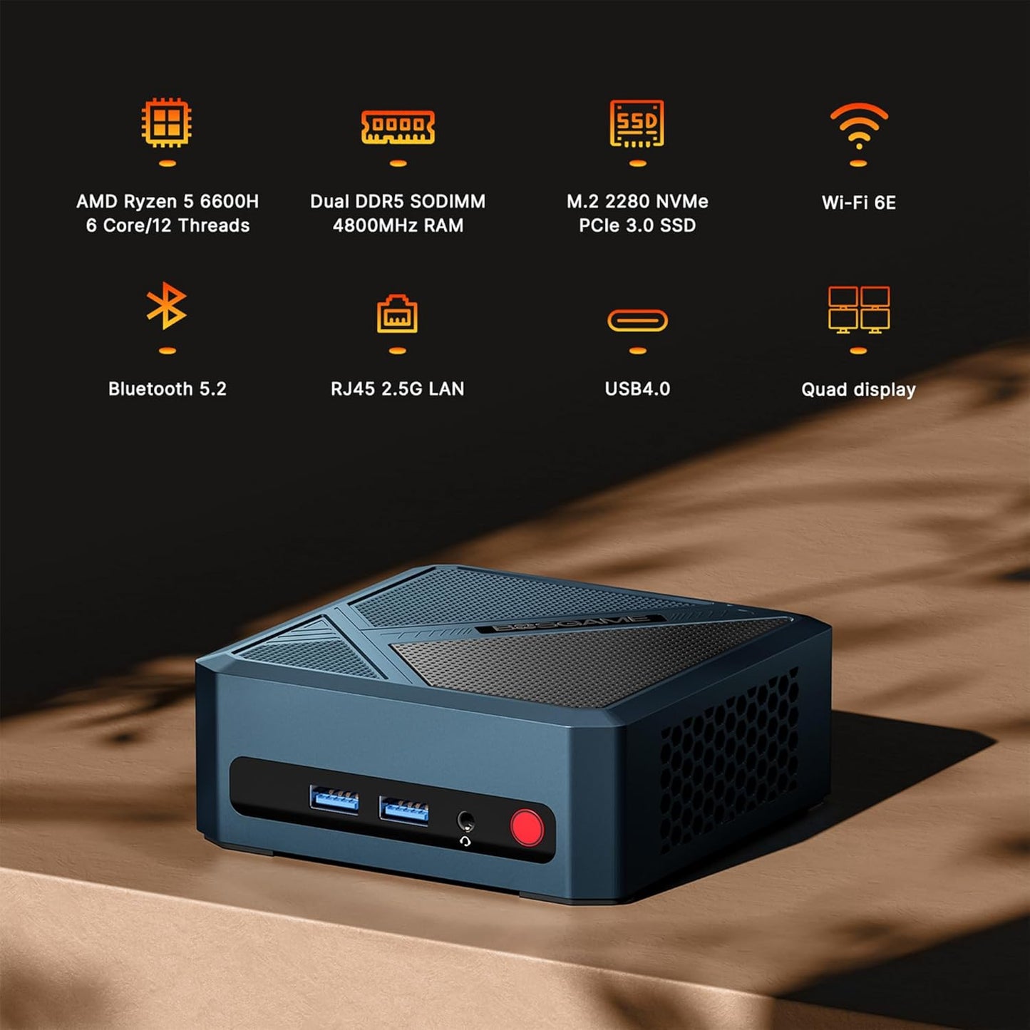 BOSGAME P4 Gaming Mini PC Ryzen 7 5700U 32GB RAM 1TB NVMe M.2 2280 SSD, 11-Pro OS Mini Computers, Micro PC 4K 60Hz Triple Display, HDMI+DP+Type-C, WiFi 6E, BT5.2, PD3.0, Dual 2.5GbE LAN