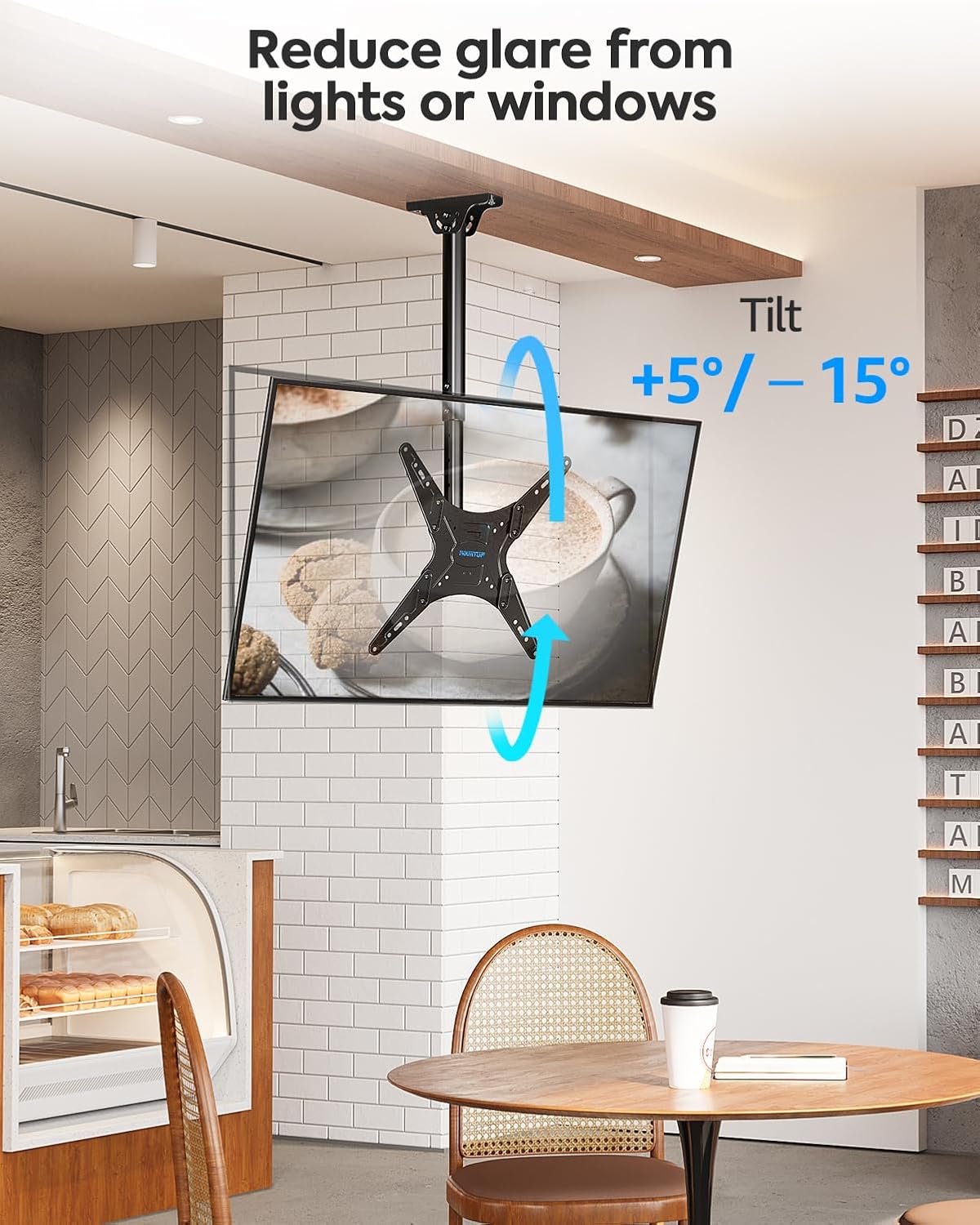 MOUNTUP Ceiling TV Mount for Most 24''-65'' TVs, Hanging TV Ceiling Mount for 32 43 50 55 60 65 inch TVs, Full Motion Height Adjustable TV Mount Bracket, Holds up to 99lbs, Max VESA 400x400mm, MU0039