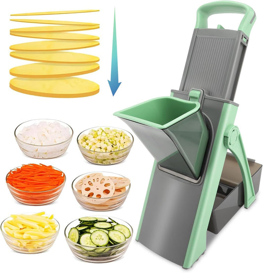 MEKOTRIN Vegetable Chopper Mandoline Slicer for Kitchen, Vegetable Food Slice Potato Slicer Chopper, Veggie Chopper with Container, Adjustable Thickness Julienne + Dicer, Kitchen Tools Gadgets, Green