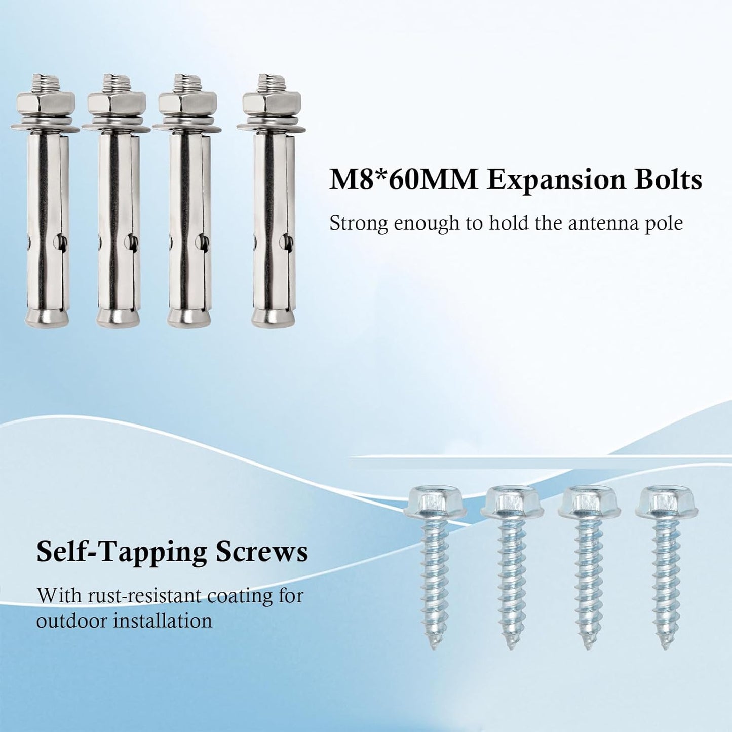 XRDS-RF 16 Inch Heavy-Duty Wall Mount Stand Off Mast for TV Antenna - Windproof Mounting Bracket (2-Leg + 2-Leg)