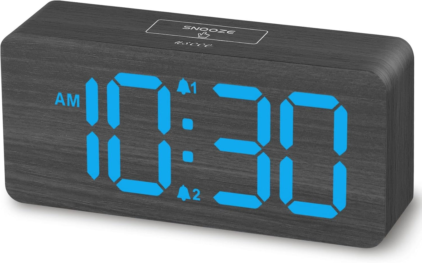 Purilite Select Wooden Digital Alarm Clock with Large LED Display