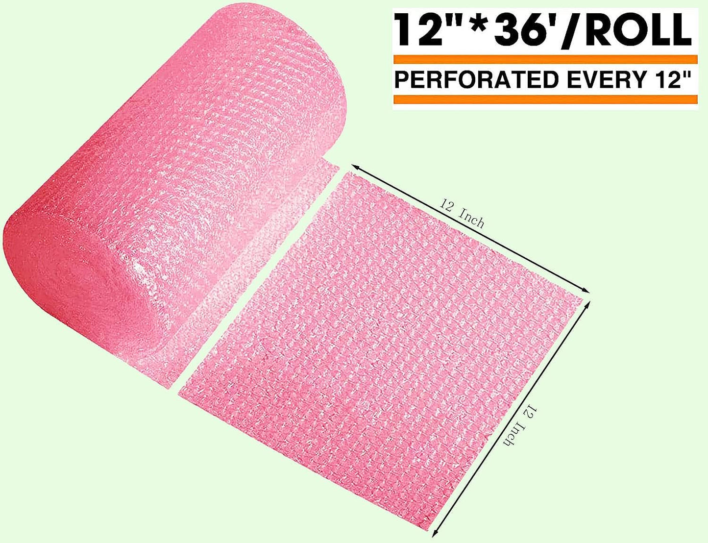 Bubble Cushioning Wrap Rolls 2-Pack,Easy to Tear Small Bubble Thicker & Durable for Packing Delivering & Moving Perforated every 12in 12 Inchx72 Feet Total (white),MR011902
