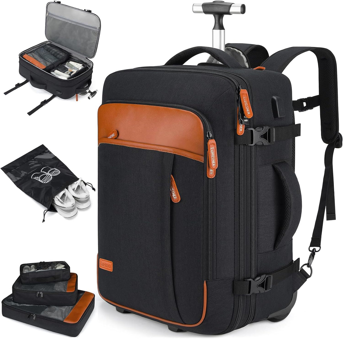 Lumesner Carry on Backpack, Extra Large 40L Flight Approved Travel Backpack for Men & Women - PuriLite
