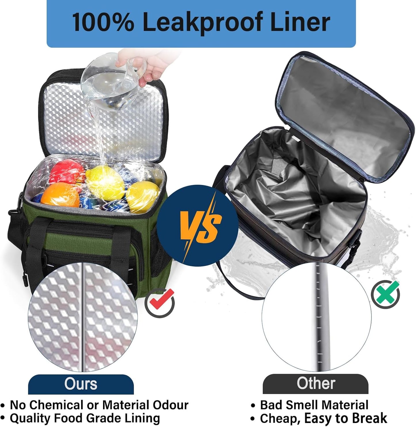 Lunch Box Cooler Bag - Insulated Tactical Lunchbox for Men - XLarge Lunch Pail Lunch Kit for Adults Work Outdoor Shifts Trips Black Camo 25L