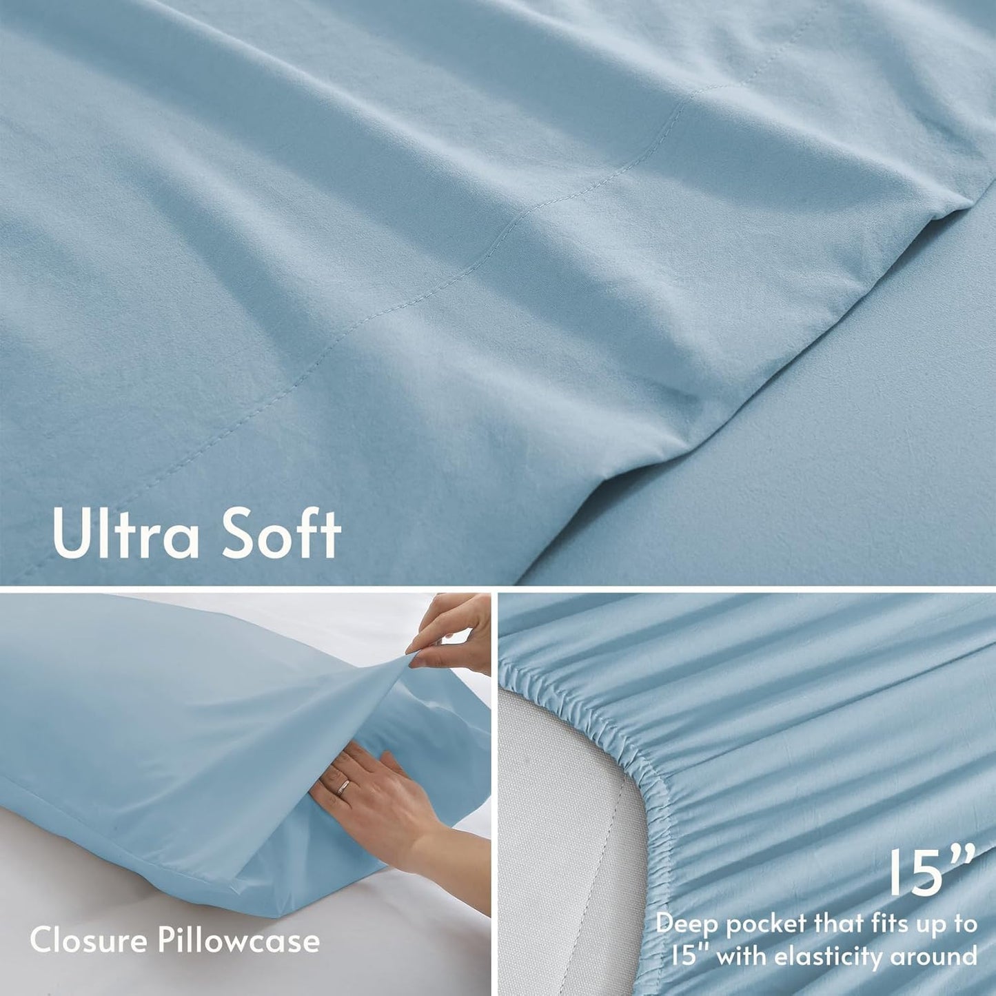 JOLLYVOGUE Queen Size Bed Sheet Set - 4 Piece Bed Sheets Set with Deep Pocket - Soft Breathable & Cooling - Resists Shrinkage & Fading Draps Queen - Easy Care (Dark Grey)